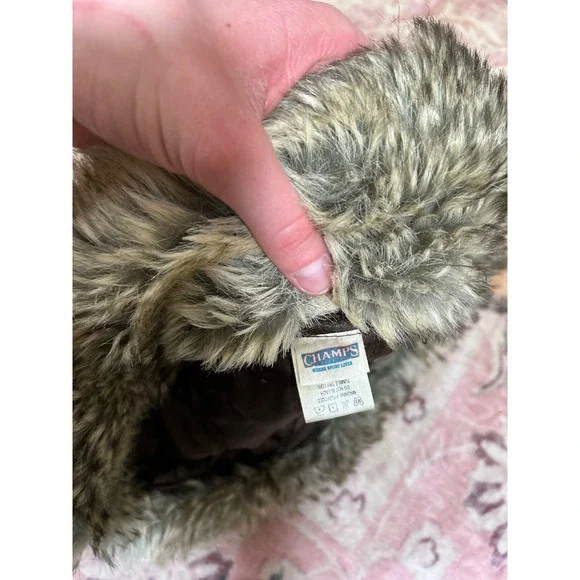 Champs Sports Trapper Hat Brown Plaid Faux Fur Ushanka Aviator Winter Cap Mens - Picture 2 of 6